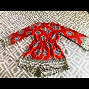 Romper shorts with long sleeve